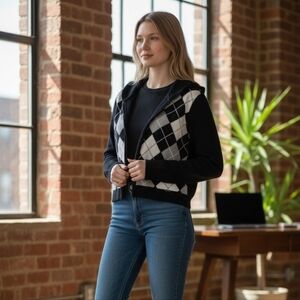 Hollister Black Hoodie with White Label